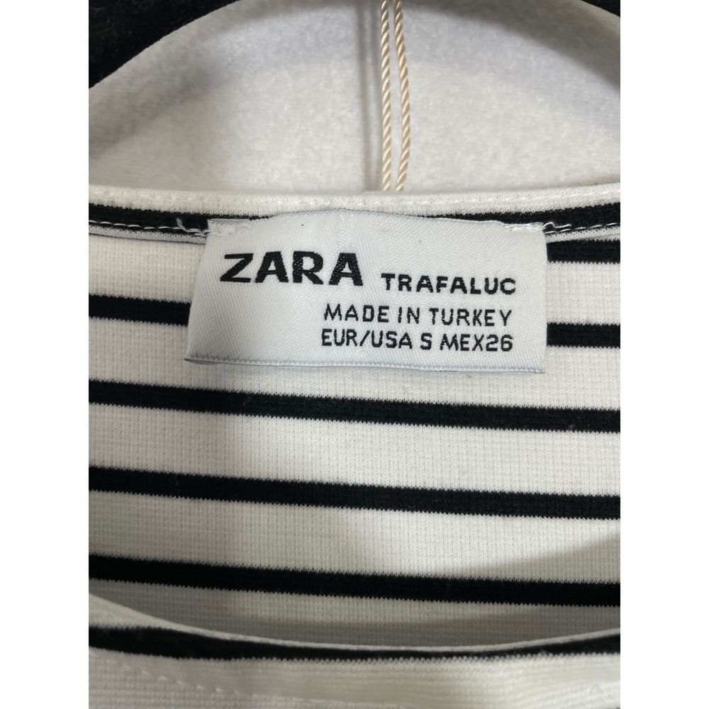 ZARA Trafaluc Bodycon Striped Midi Dress Women S Black White Short Sleeve Sheath - Picture 2 of 10